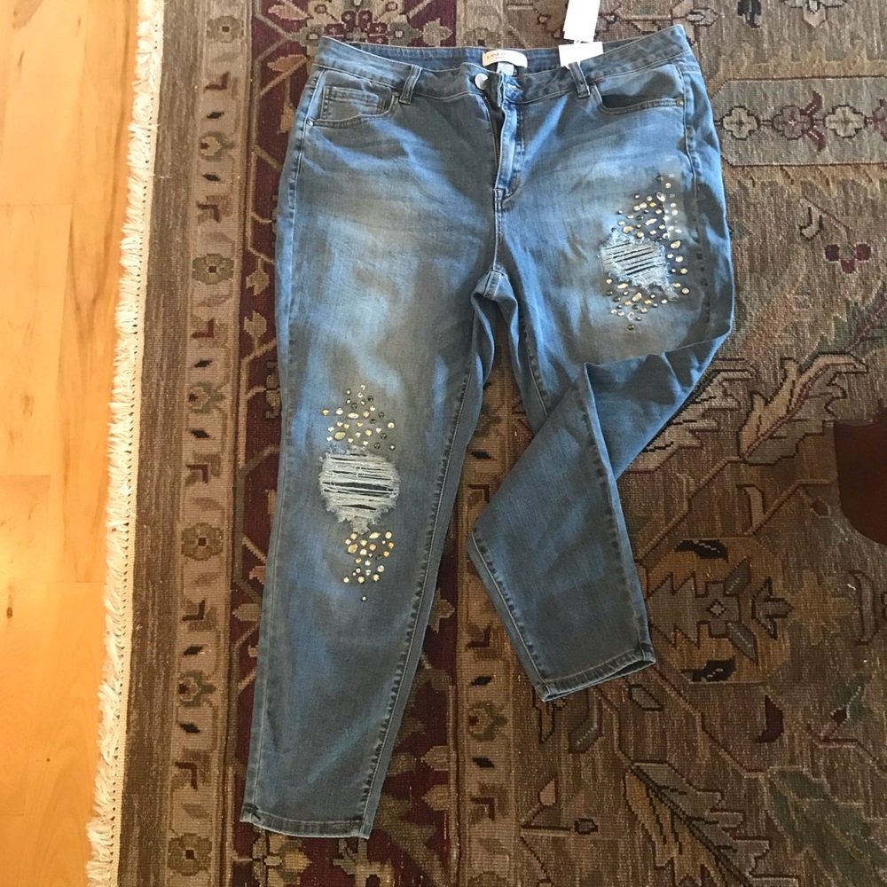 Super Stretch Mid Rise Studded Jeans